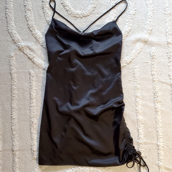 twik Dresses & Skirts - 3/20$ - TWIK BLACK SATIN MINI DRESS SIZE M